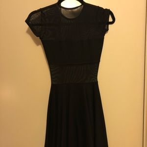Black Fiona Ponte Mesh Cutout Skater Dress